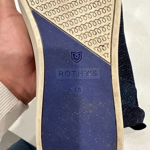 Rothy's Blue Metallic Lattice Stitch Chelsea Sneakers High Tops Shoe Size 7.5 - Picture 8 of 12